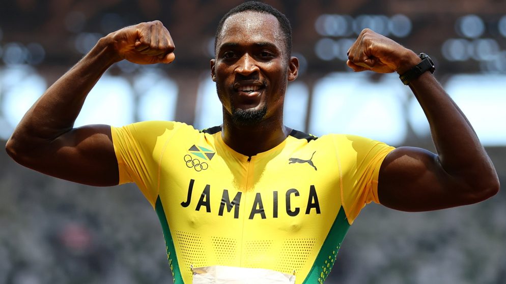 Jamaica’s Hansle Parchment won a gold medal in the 110m hurdles final