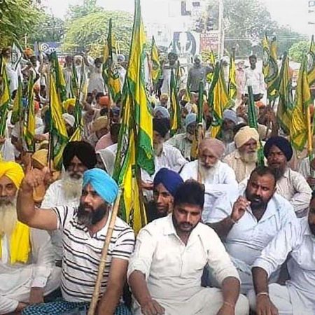 Punjab: Farmers storm the university campus in protest of Haryana Chief Minister Rajnath Singh’s visit.