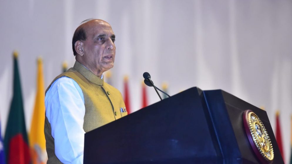 At the Ambassadors’ round table, Rajnath Singh lays forth the DefExpo ideas.