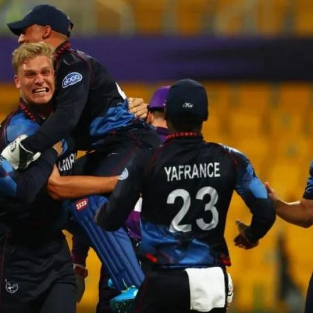 Ruben Trumpelmann’s exploits in the T20 World Cup help Namibia defeat Scotland in a low-scoring thriller.