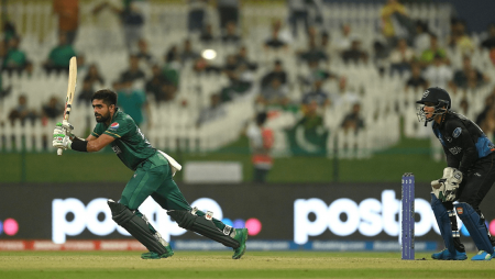 Babar Azam of Pakistan becomes the first skipper in T20 World Cup history to score three half-centuries.