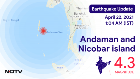 Andaman and Nicobar Islands are hit by a 4.3 magnitude earthquake.
