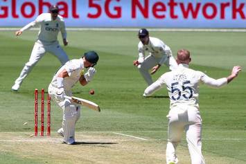 During the first Ashes Test, David Warner gets a reprieve after being bowled on no-ball by Ben Stokes.