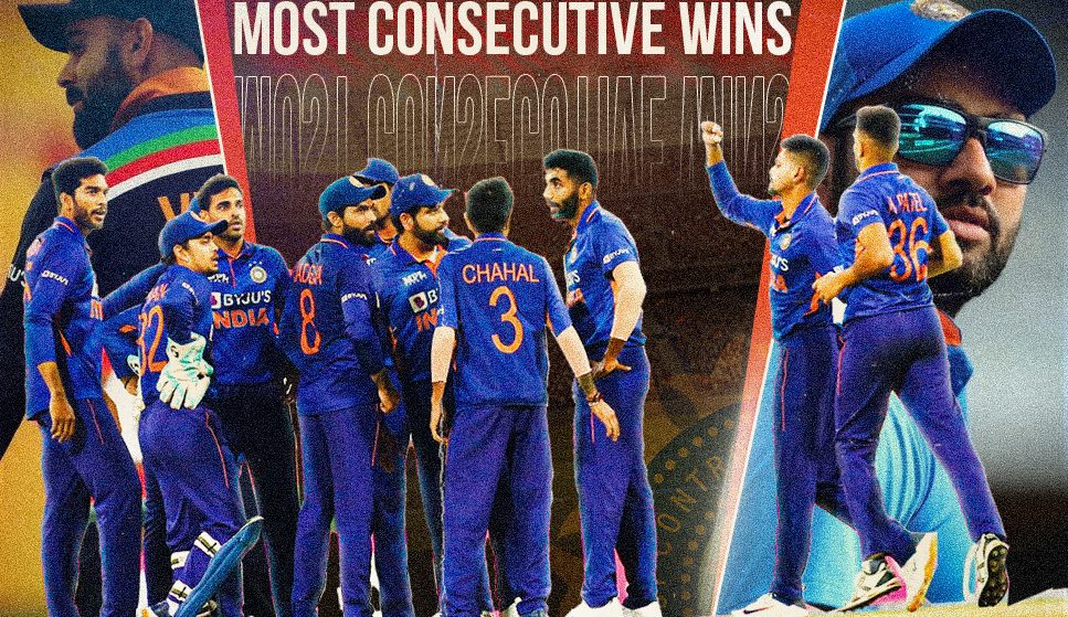 India wins their 11th T20I match in a row, putting them one victory away from a major milestone.