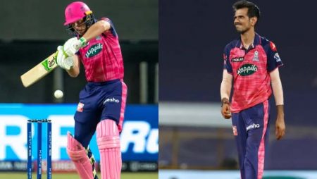 Yuzvendra Chahal of RR takes on Jos Buttler in the nets in a hilarious battle ahead of the LSG game.