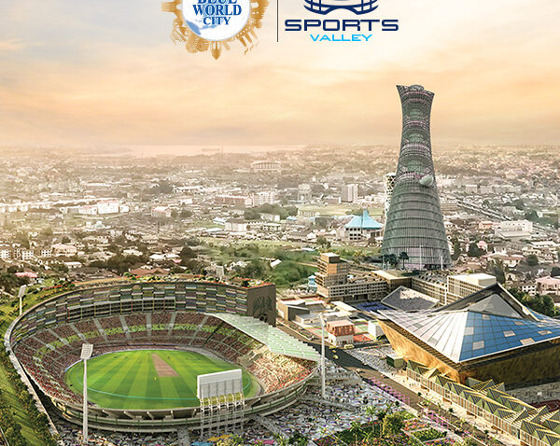 Blue World City construction of Pakistan’s largest stadium in Sports Valley.
