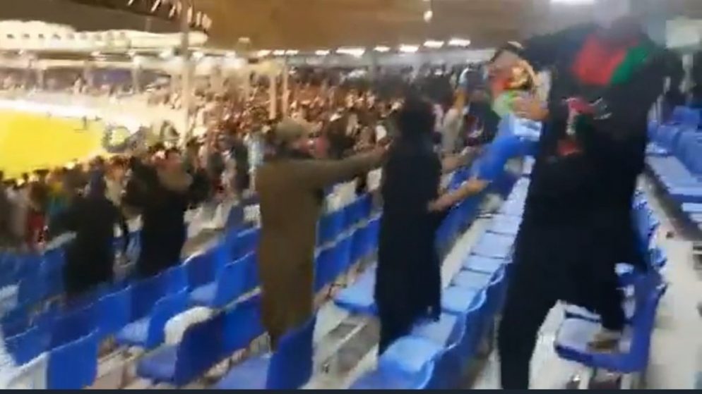 After the Asia Cup loss, angry Afghan fans throw chairs at Pakistani fans.