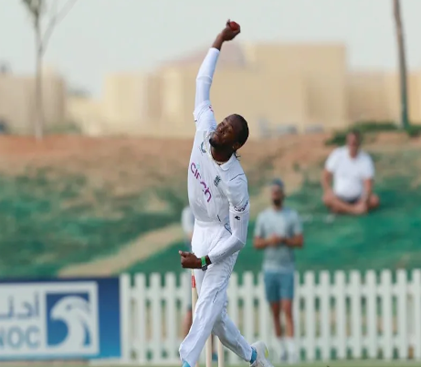 Jofra Archer bowls full power for England against Pakistan in a pre-tour match
