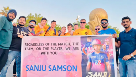 Fans Show Their Support For Batter Sanju Samson During the FIFA World Cup