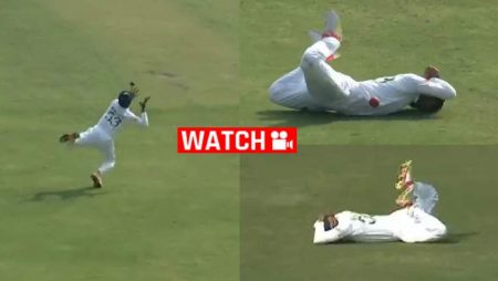 Mehidy Hasan bleeds after a heavy fall while trying to catch