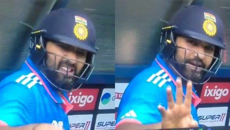 Displeased Rohit Sharma requests that the cameraman not record him during the rain delay in the India-Pakistan match.
