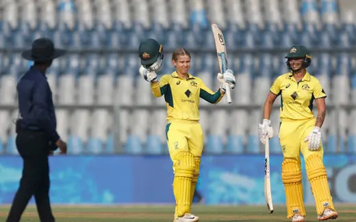 Phoebe Litchfield of Australia discusses her high-risk reverse sweep versus India Women.